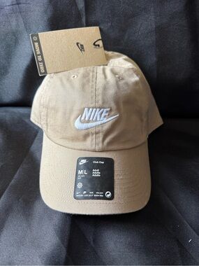 New Nike Tan Club Cap with White Logo Adjustable Size M/L